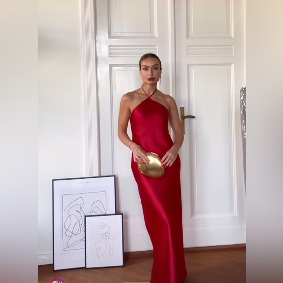 ZARA SATIN EFFECT HALTER SLIP DRESS - Picture 6 of 11